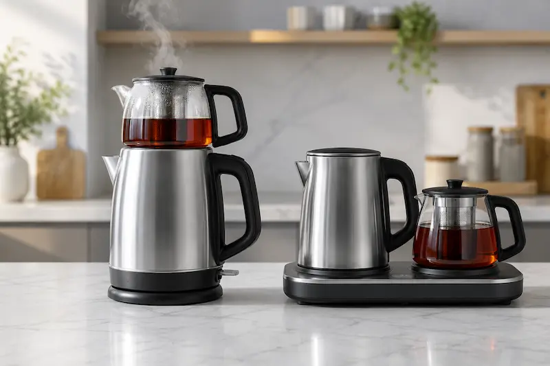 چای ساز صفحه ای بهتر است یا روی هم؟ مقایسه کامل + مزایا، معایب و راهنمای خرید